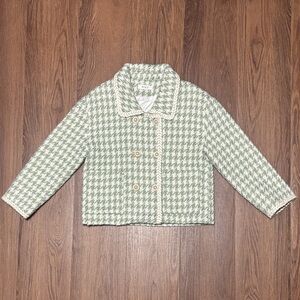 🔥🔥🔥Elegant Green Houndstooth Blazer Size: Large🔥🔥🔥